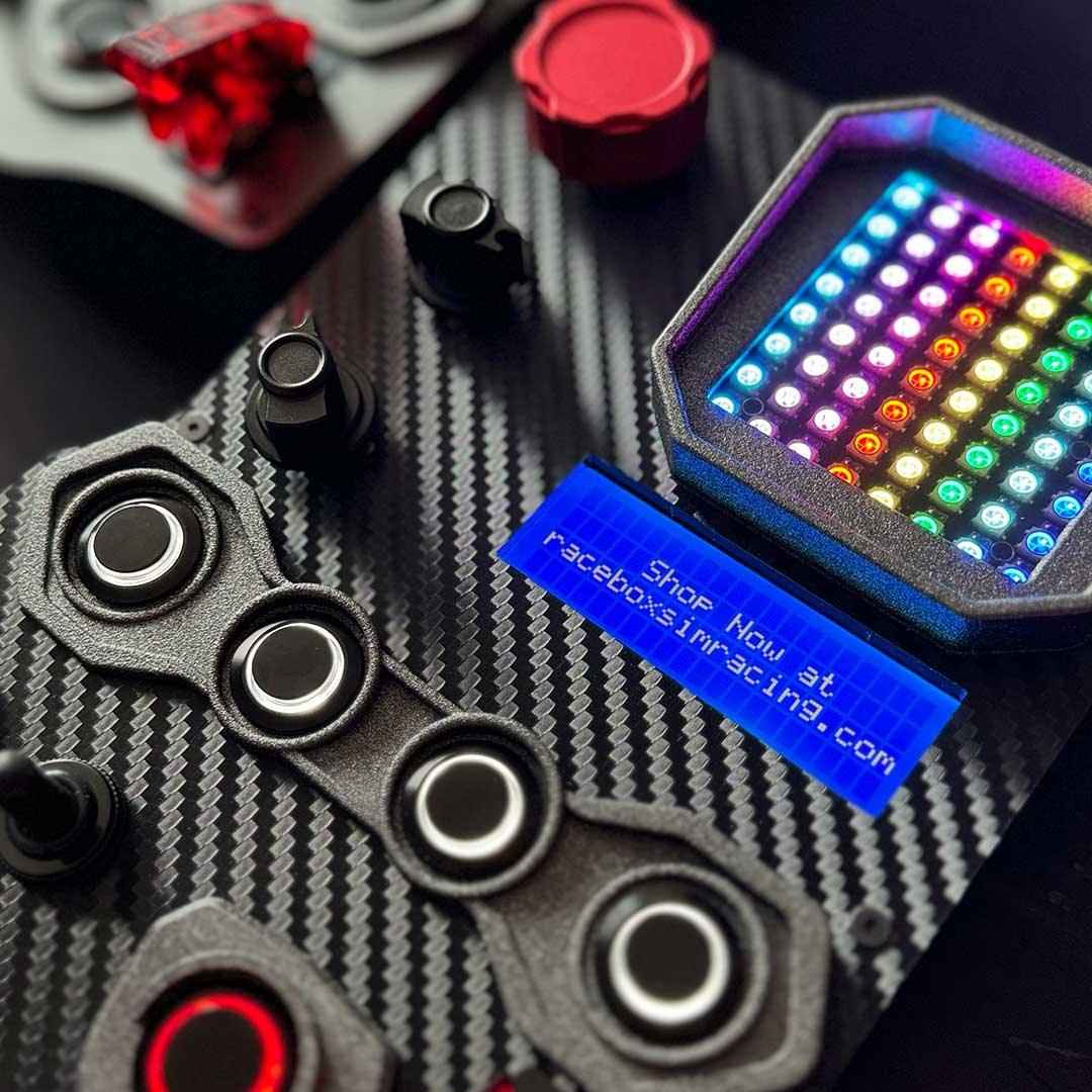 GT3-PRO Carbon Fiber Button Box, angled view