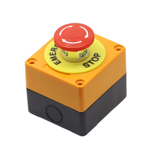 DOF Reality eBreak Emergency Stop Button on a pure white background