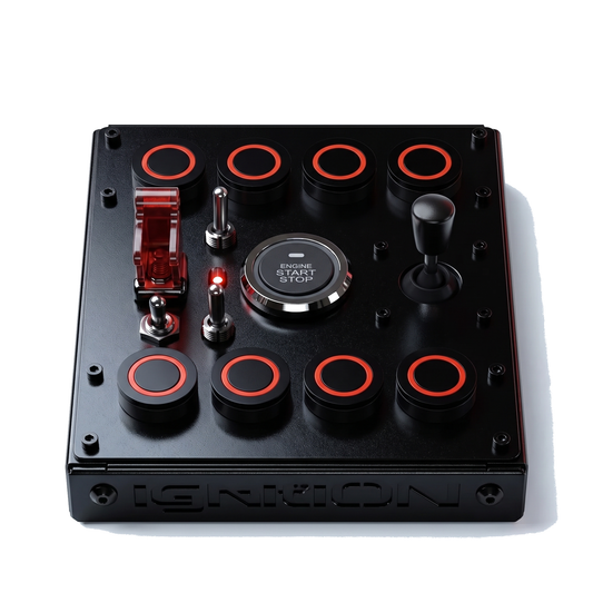Ignition Controls MINI RR E4 J Sim Racing Button Box on a pure white background