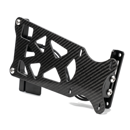 Carbon Fiber Mount Panel for Racebox Button Boxes on a pure white background