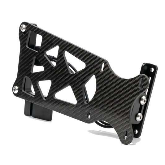 Carbon Fiber Mount Panel for Racebox Button Boxes on a pure white background