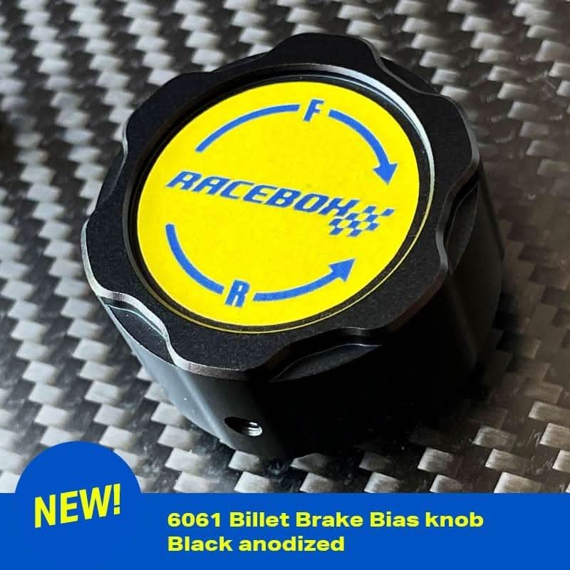 GTS Button Box Panel brake bias knob, black anodized billet